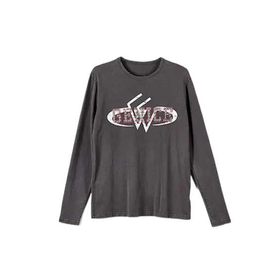 Vintage Washed GENICE Studded Long Sleeve - Grunge Streetwear T-ShirtModel NO.：Alab26W029